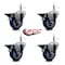 Service Caster 3.5'' Blue Poly Swivel 7/16'' Grip Ring Stem Caster Set with Brake, 4PK SCC-GR20S3514-PPUB-BLUE-PLB-716138-4 - alternate 4